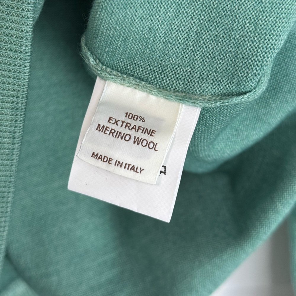 SOLD Filippo De Laurentiis Merino Raglan Crewneck Medium Green Made In Italy - Picture 5 of 6